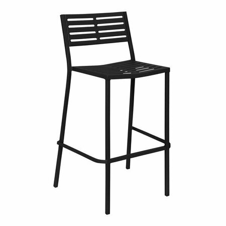 BFM SEATING Daytona Black Powder-Coated Steel Stackable Side Barstool 163SU2810BBL